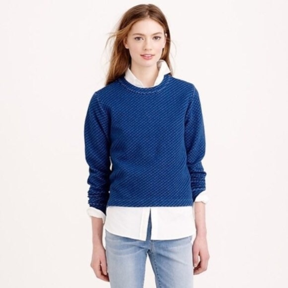 J.Crew Quilted Indigo Sweatshirt M